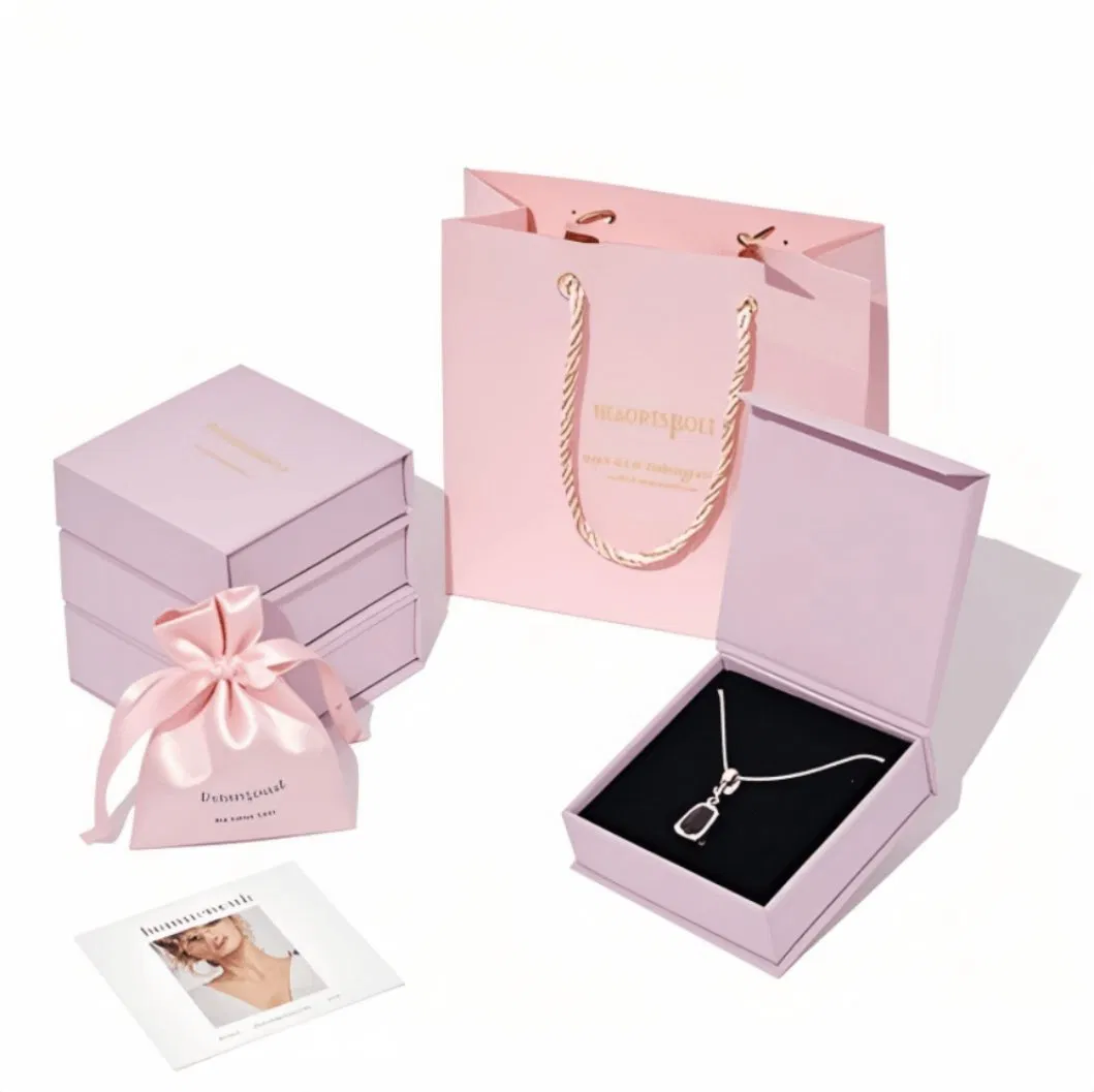 Caja de embalaje de joyería personalizada, elegante, delicada, duradera y con estructura rígida al por mayor
