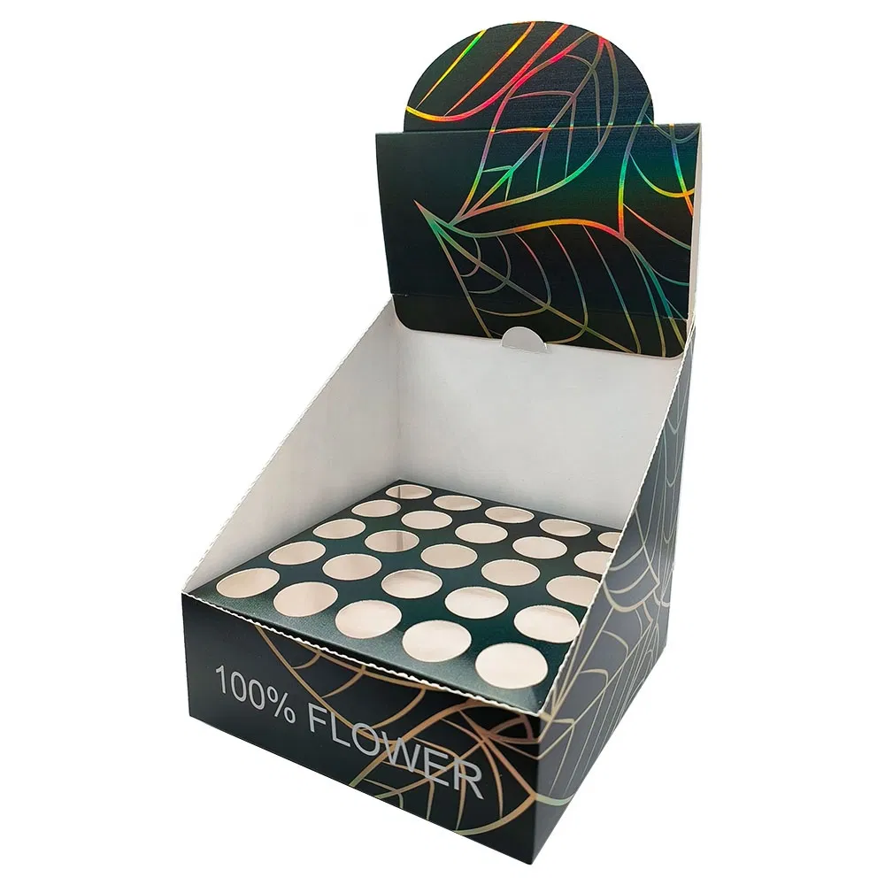 Caja de cartón personalizada para exhibir conos preenrollados con inserto de papel