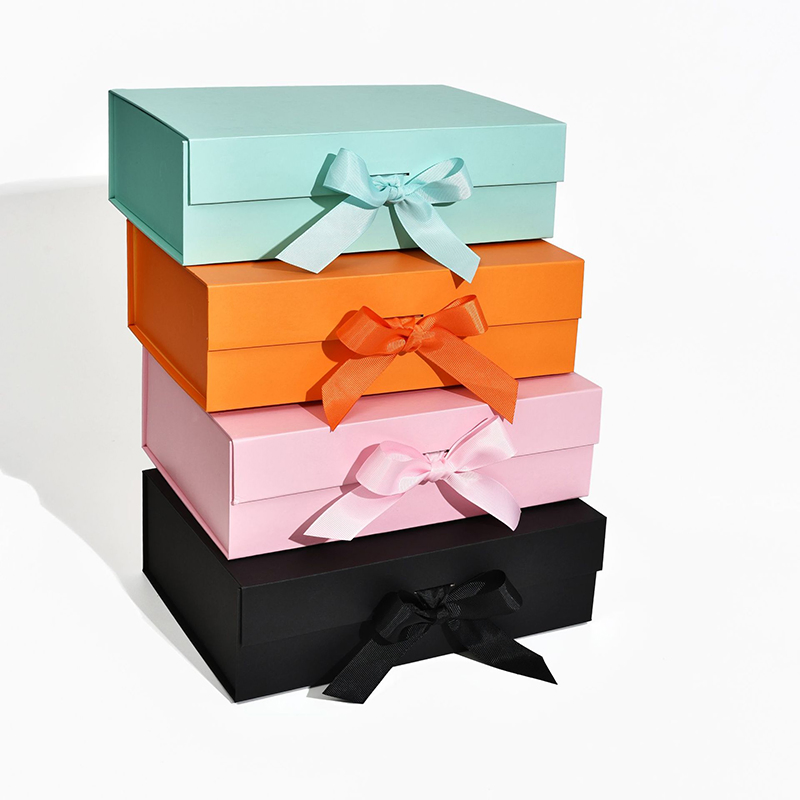 Cajas de embalaje de cartón rígido plegables al por mayor de China con cinta, caja de regalo de papel magnético plegable