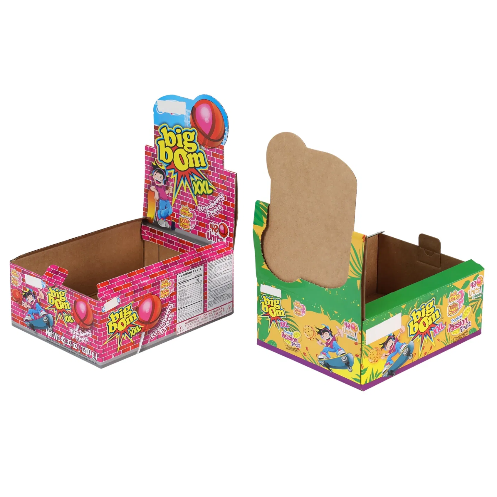 Impresión offset personalizada en papel corrugado para alimentos, bocadillos, bolígrafos, bebidas, caramelos, piruletas, exhibición minorista de productos, embalaje de entrega, caja de cartón con línea perforada