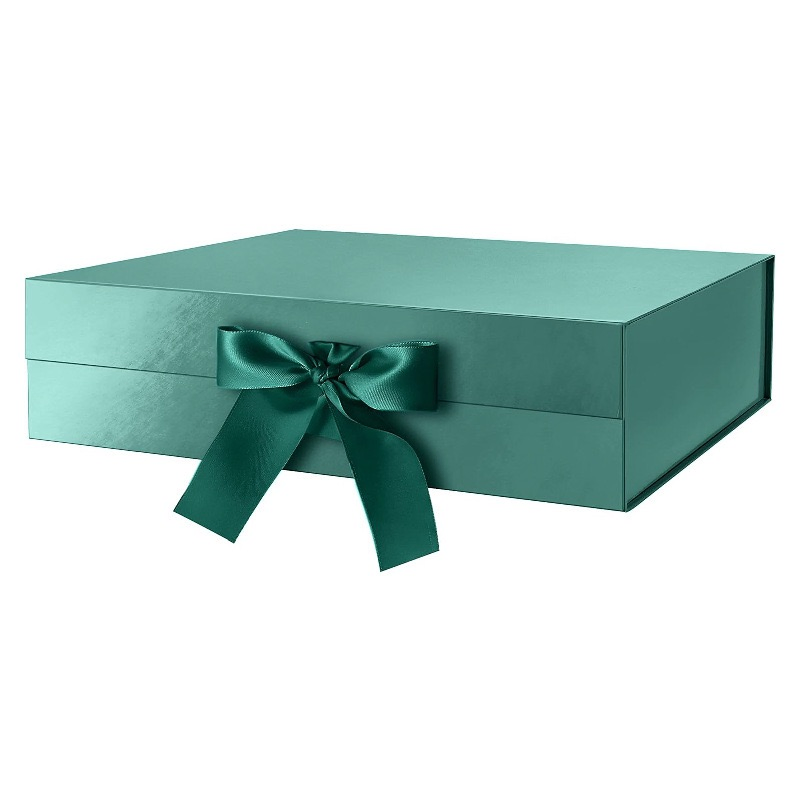 Caja de regalo de cartón rígido plegable y personalizable de lujo al por mayor con imán y cinta