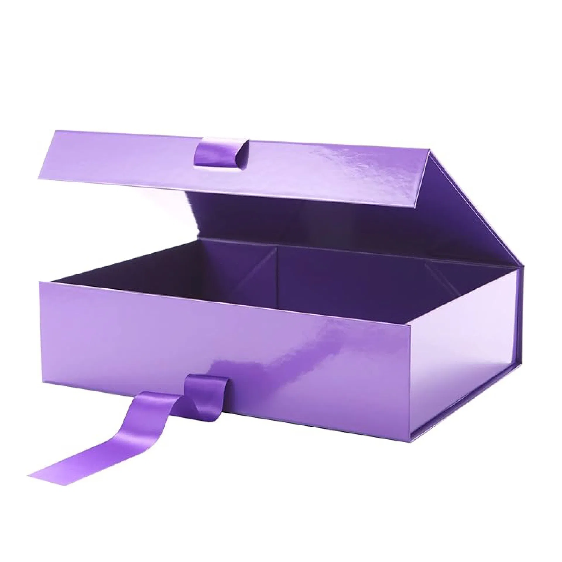 Caja de regalo de cartón rígido plegable y personalizable de lujo al por mayor con imán y cinta