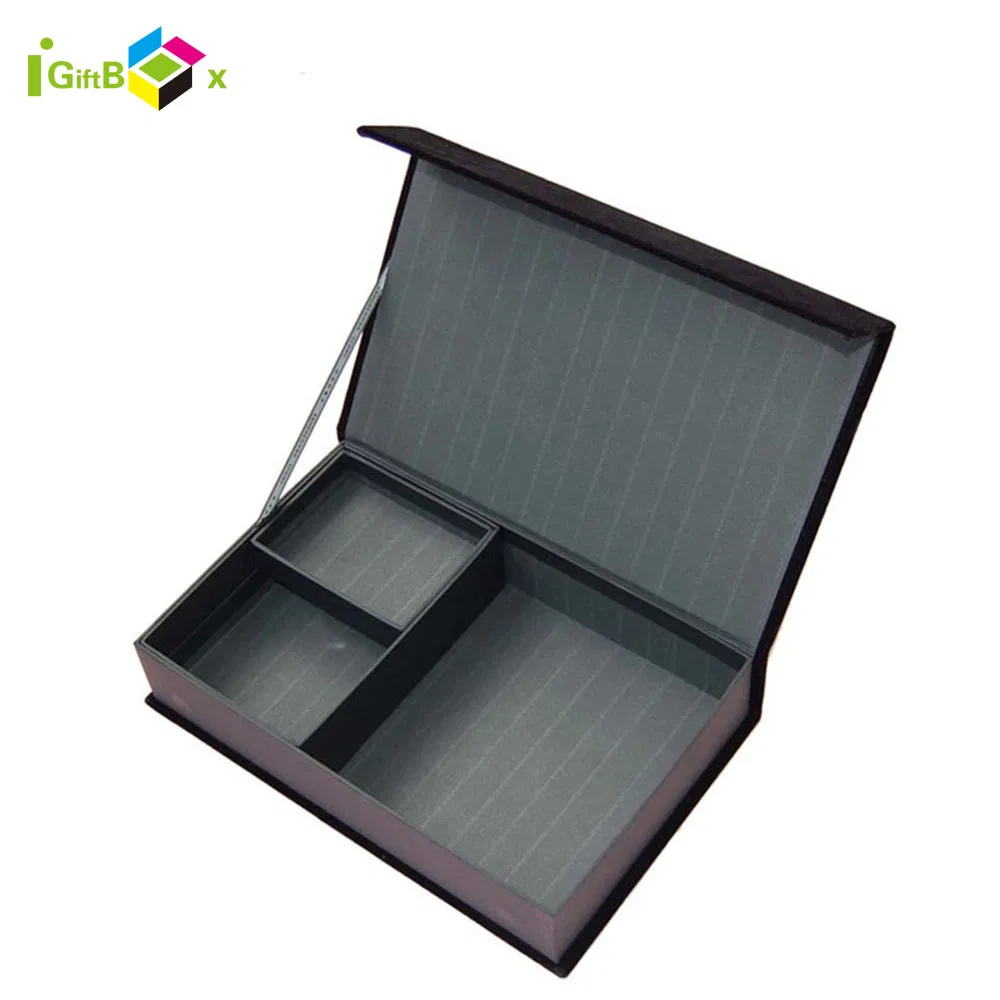Caja de regalo de cartón negro para almacenamiento de papel de regalo