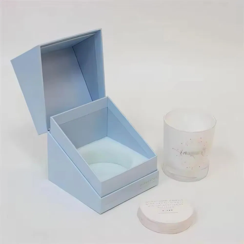 Caja de embalaje cuadrada de papel recubierto ecológico con logo personalizado, elegante caja de regalo para vela aromática, adecuada para uso personal y regalos de vacaciones