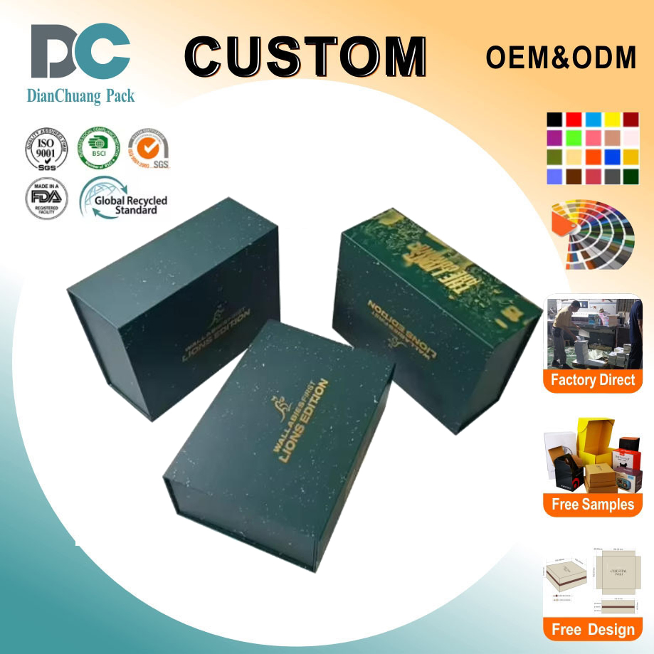 Caja de regalo de cartón rígido reciclable de tamaño personalizado, caja de embalaje de lujo con tapa magnética plegable para envolver regalos