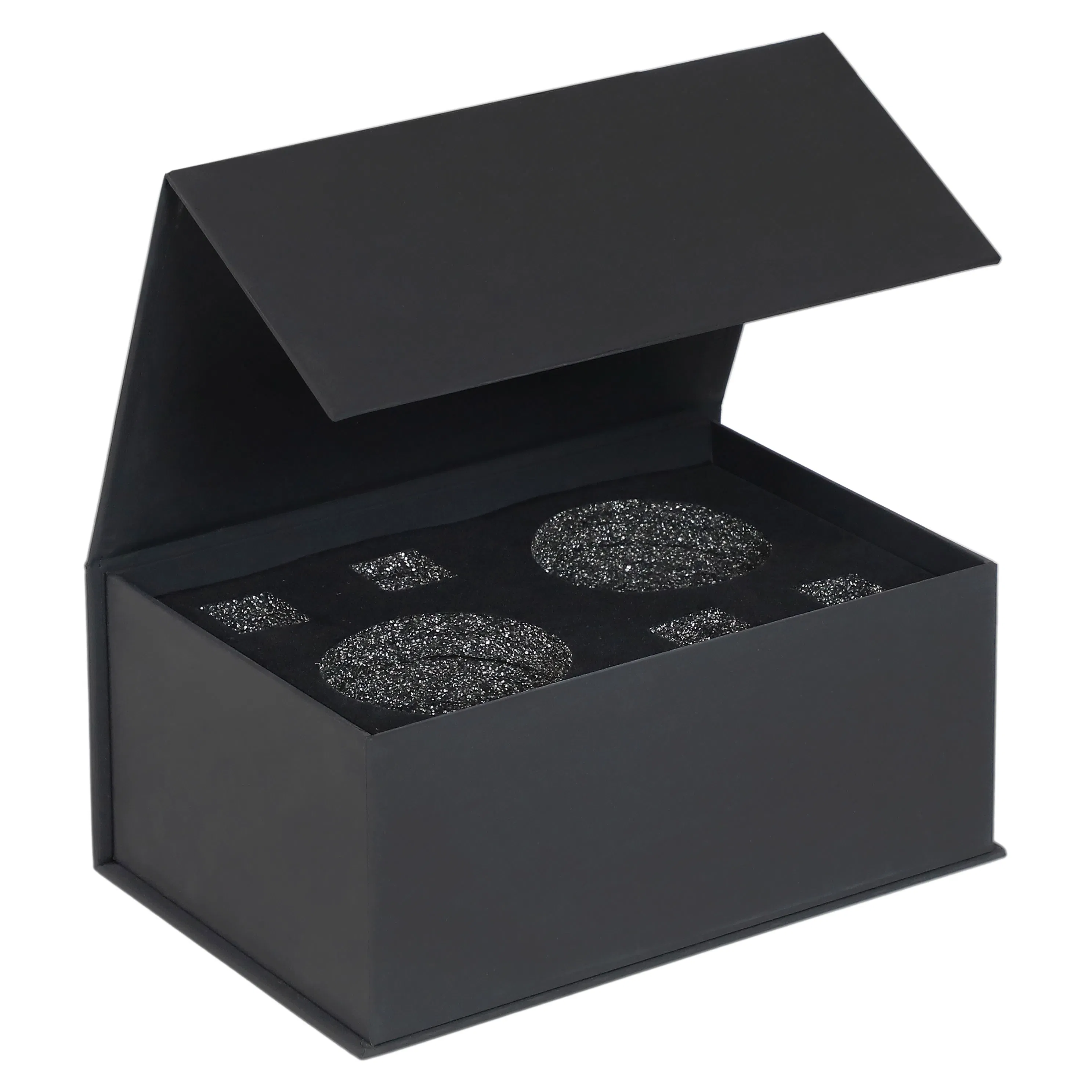 Caja de cartón rígido personalizada de lujo impresa en negro para bodas, pelucas, cosméticos, ropa, velas, flores, Navidad, caja de regalo plegable magnética para envío y embalaje