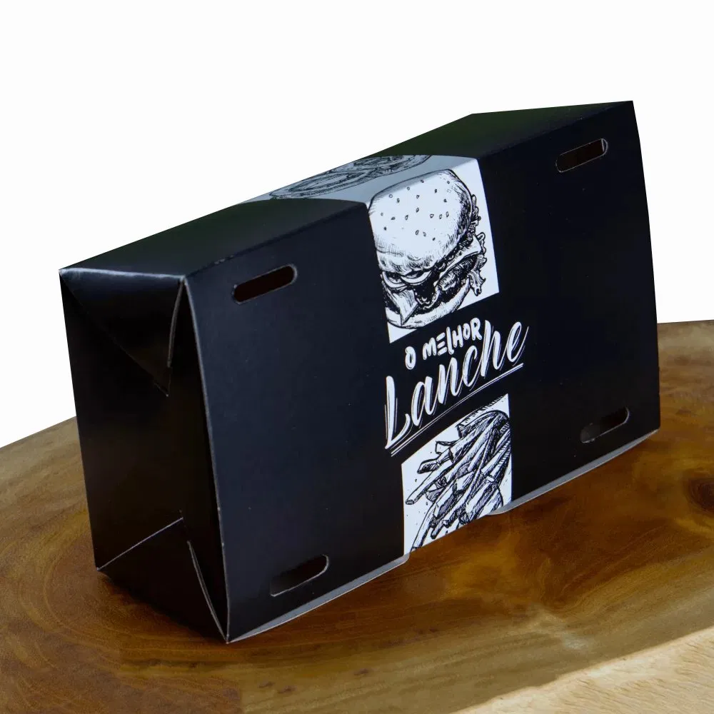 Caja de hamburguesa negra personalizada