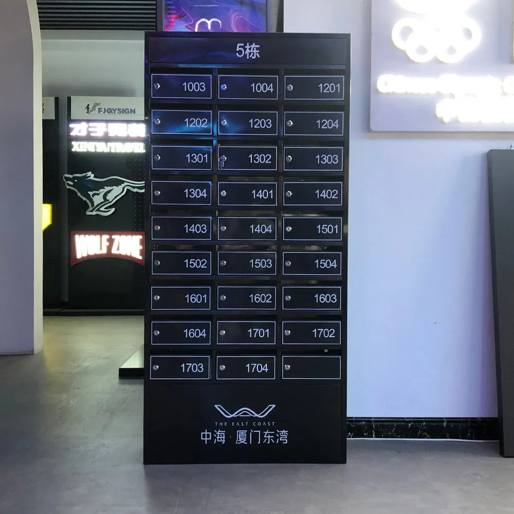 Unidad de buzón de metal personalizado para apartamentos, gabinete de exhibición del número del edificio