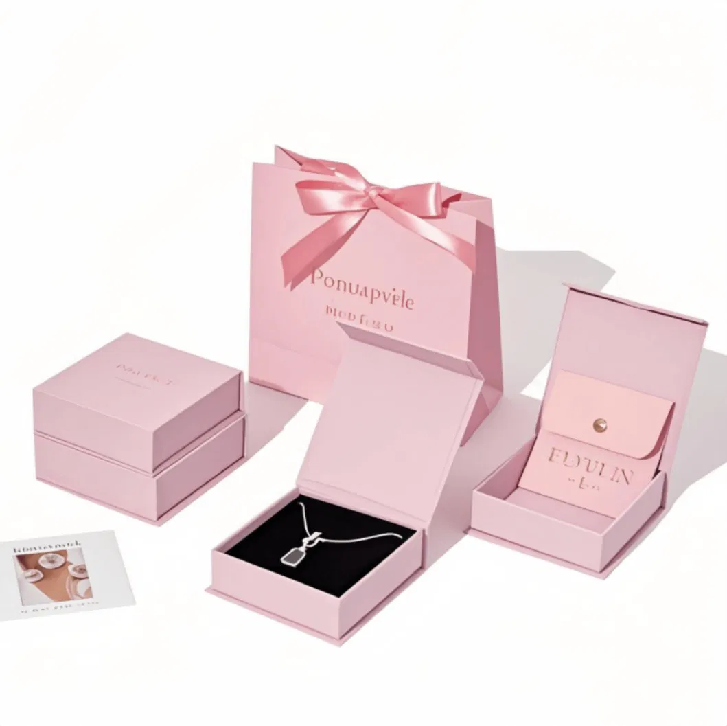 Caja de embalaje de joyería personalizada, elegante, delicada, duradera y con estructura rígida al por mayor
