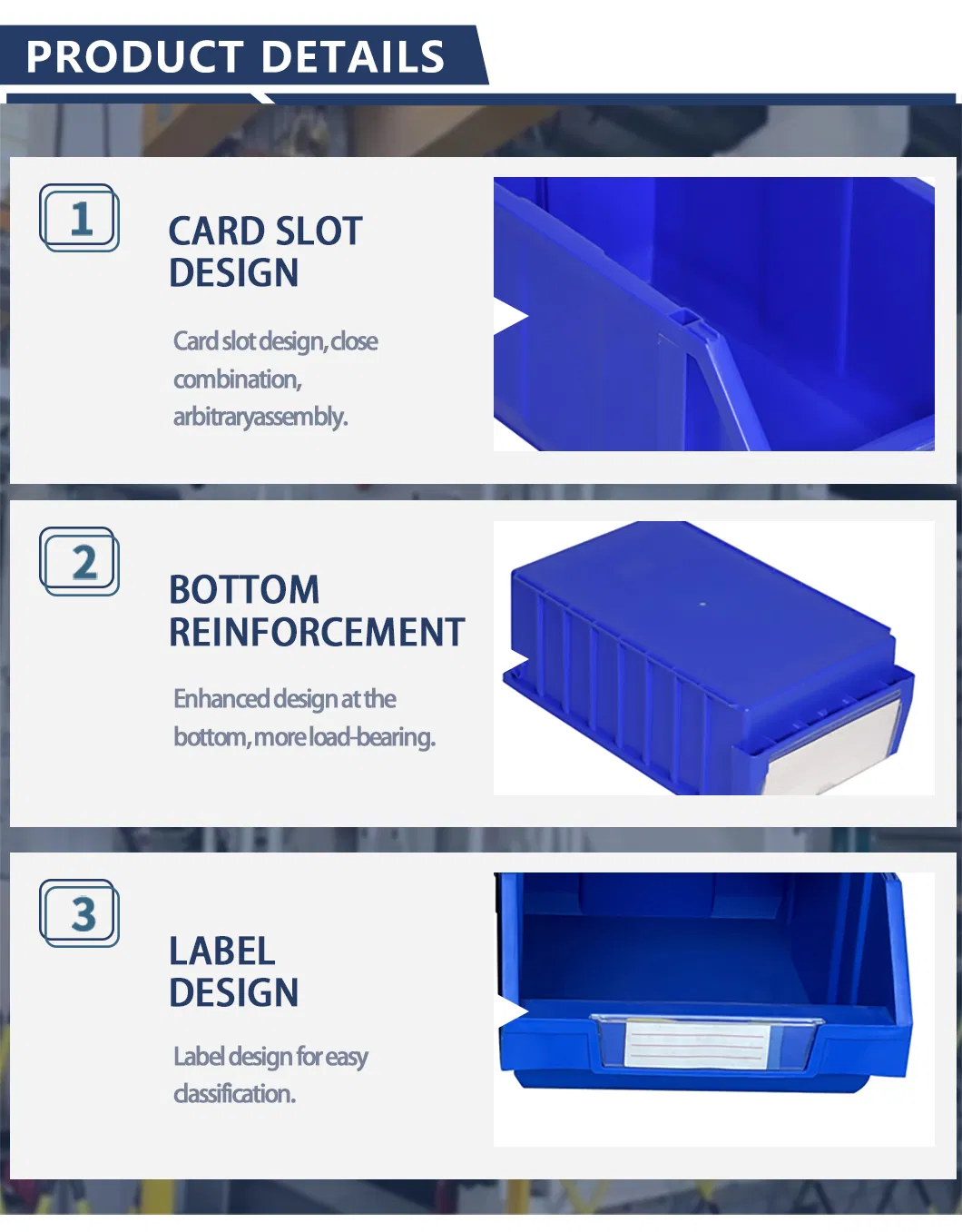 Caja de accesorios apilable industrial