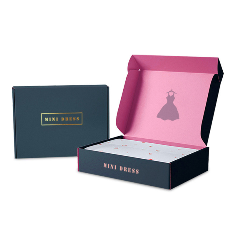 Cajas de embalaje de ropa de maquillaje personalizadas con tamaño y logo, caja de correo cosmético corrugado negra y rosa de doble impresión