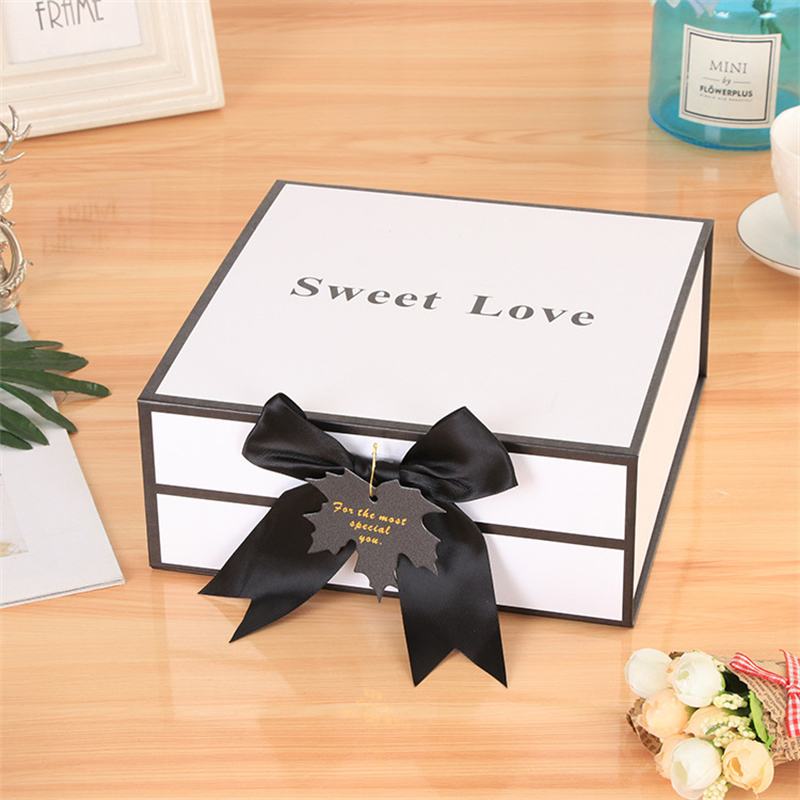 Caja de embalaje de cartón rígido plegable para cosméticos, maquillaje, joyas, ropa, con cierre magnético, para compras, regalo en papel negro, para reloj, boda, fiesta, Navidad