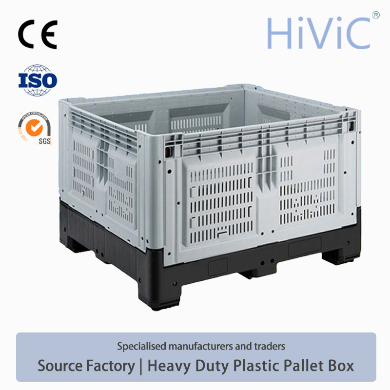 Caja de palet de acero metálico plegable y bloqueable para embalaje industrial de productos químicos colapsable