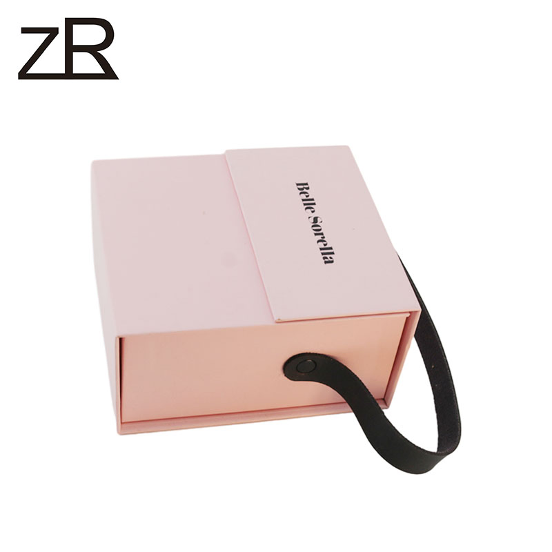 Caja de embalaje de cartón impreso de lujo de alta gama con asa portátil para empaquetar joyería de pequeñas empresas, personalización de logo