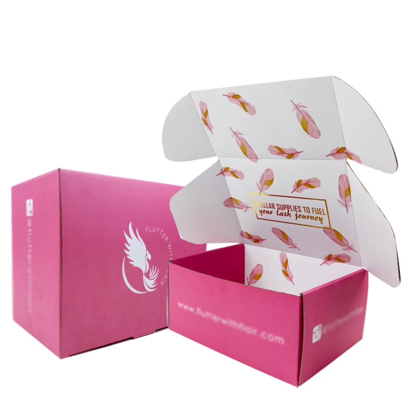 Caja de embalaje plana personalizada con logo impreso, caja de cartón corrugado troquelada y plegable