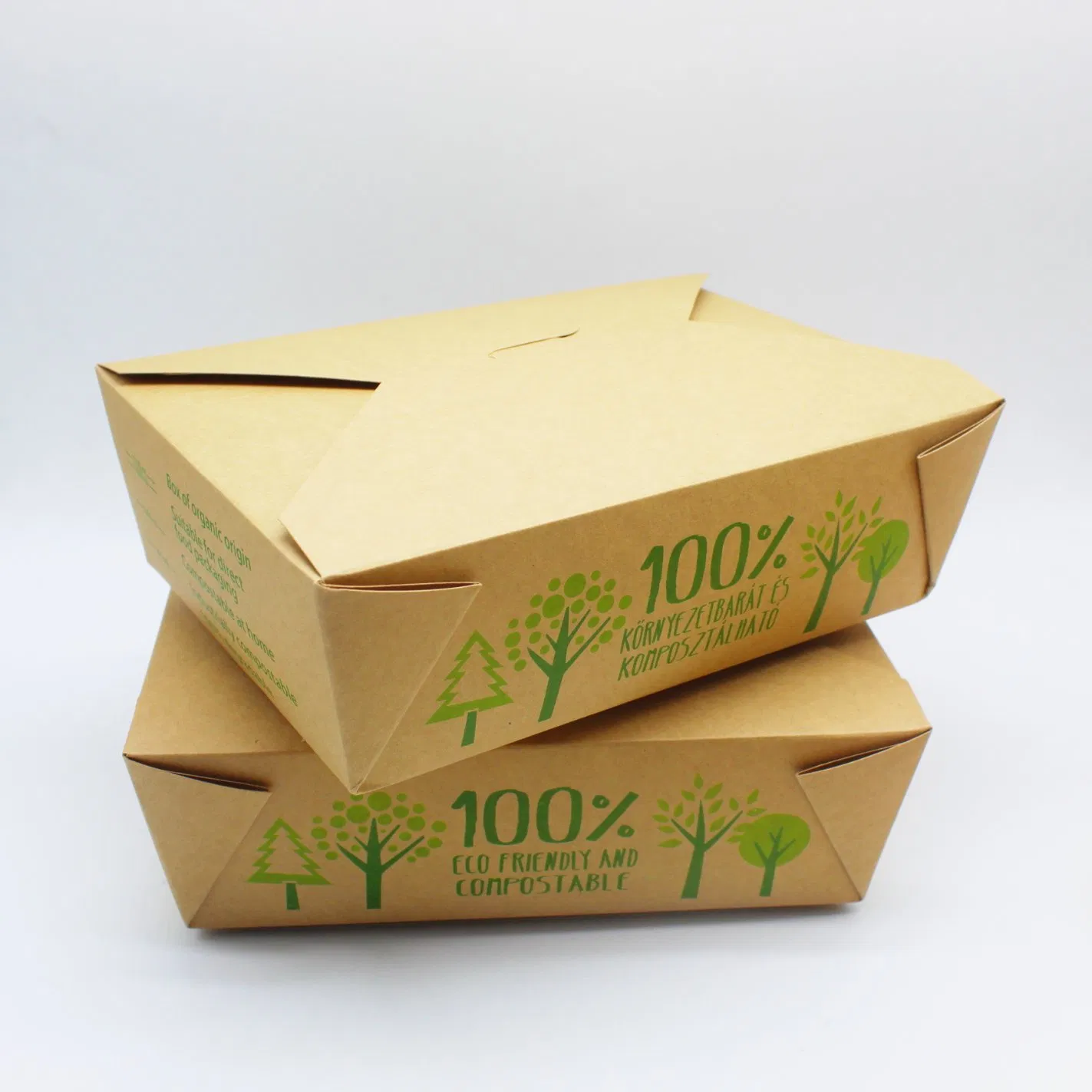 46oz Caja de papel kraft resistente para empaquetar alimentos