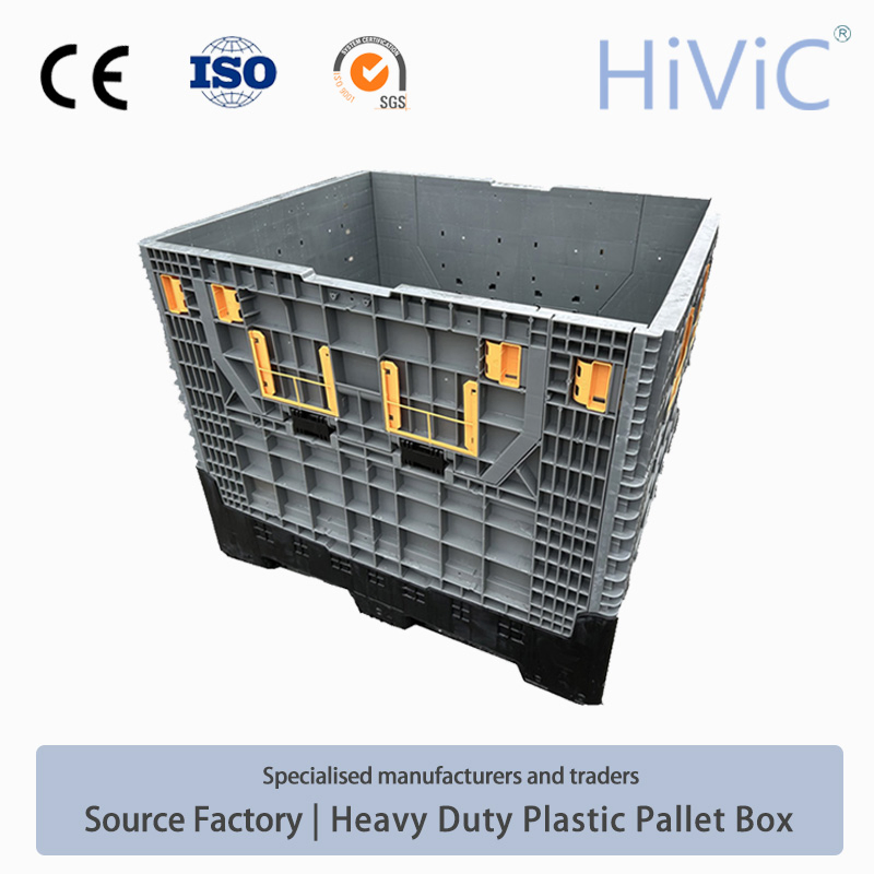 Caja de palet de acero metálico plegable y bloqueable para embalaje industrial de productos químicos colapsable