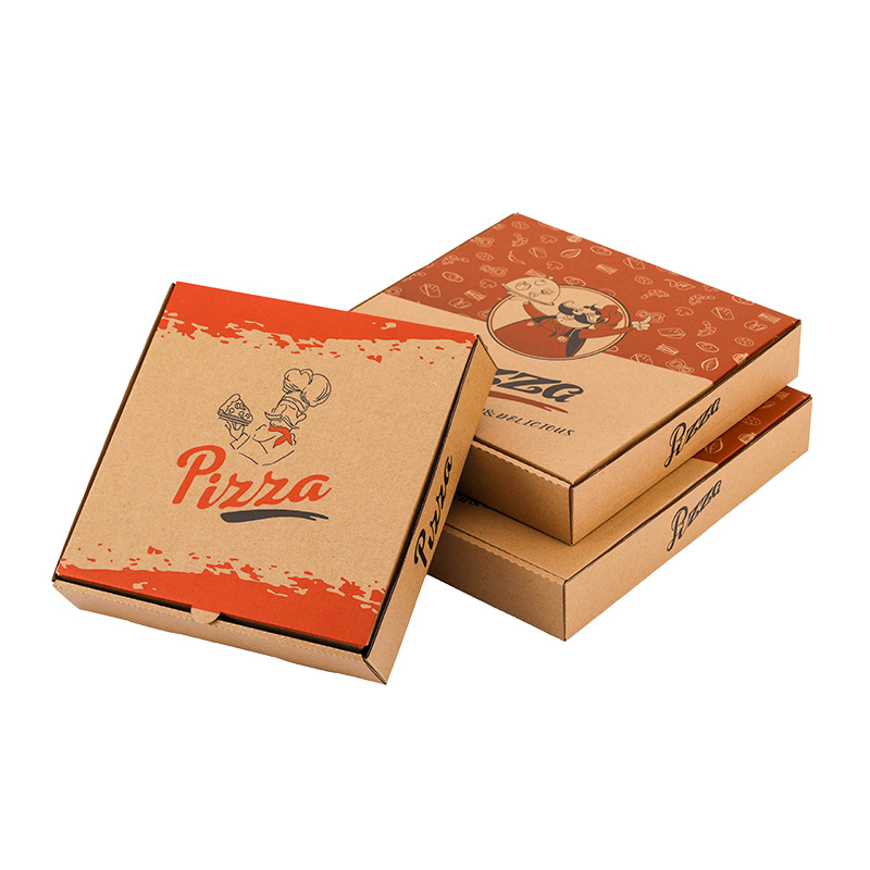 Impresión personalizada embalaje de papel corrugado biodegradable y ecológico desechable para comida rápida caja de pizza caja para llevar