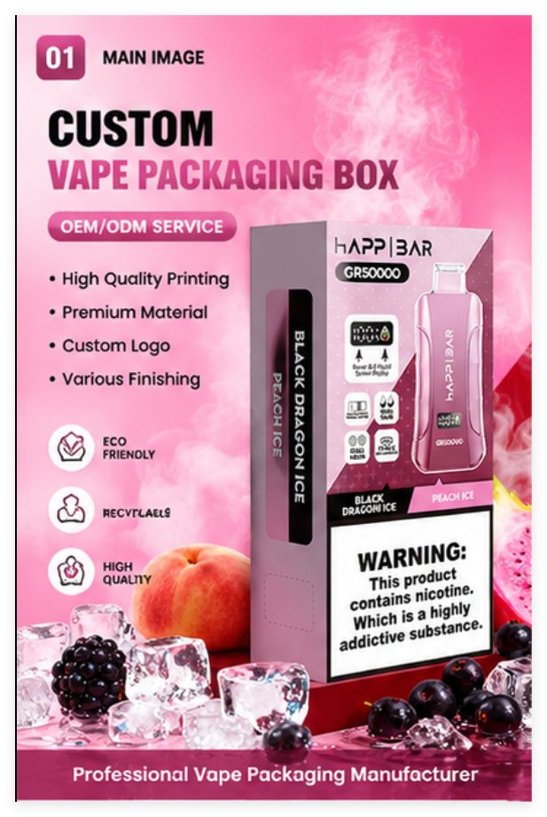 Hola Hermano Caja de Empaque Personalizada de Veip Happ OEM ODM Cajas de Empaque Impresas de Lujo para Productos de Veip Desechables