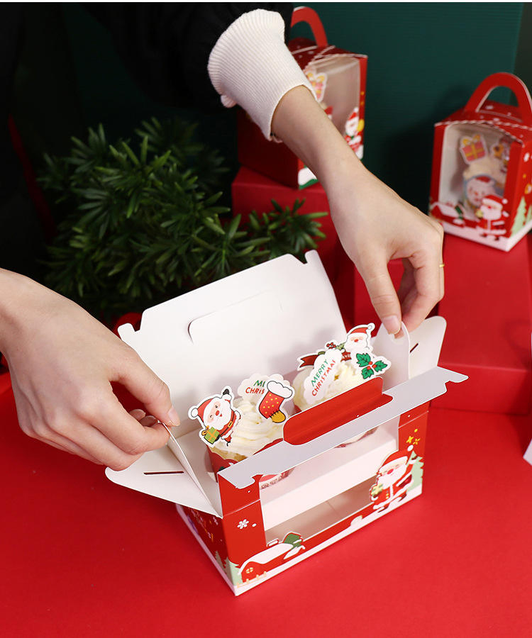 Caja de embalaje de papel de regalo de chocolate de frutas grandes de lujo al por mayor, nueva llegada, Feliz Nochebuena, artesanías con estampado UV