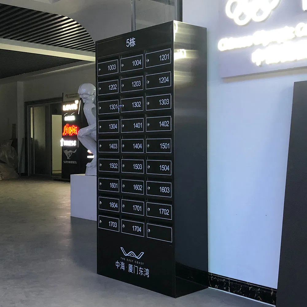 Unidad de buzón de metal personalizado para apartamentos, gabinete de exhibición del número del edificio