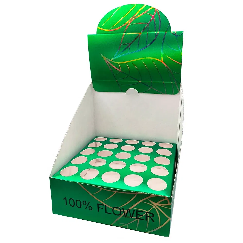 Caja de cartón personalizada para exhibir conos preenrollados con inserto de papel
