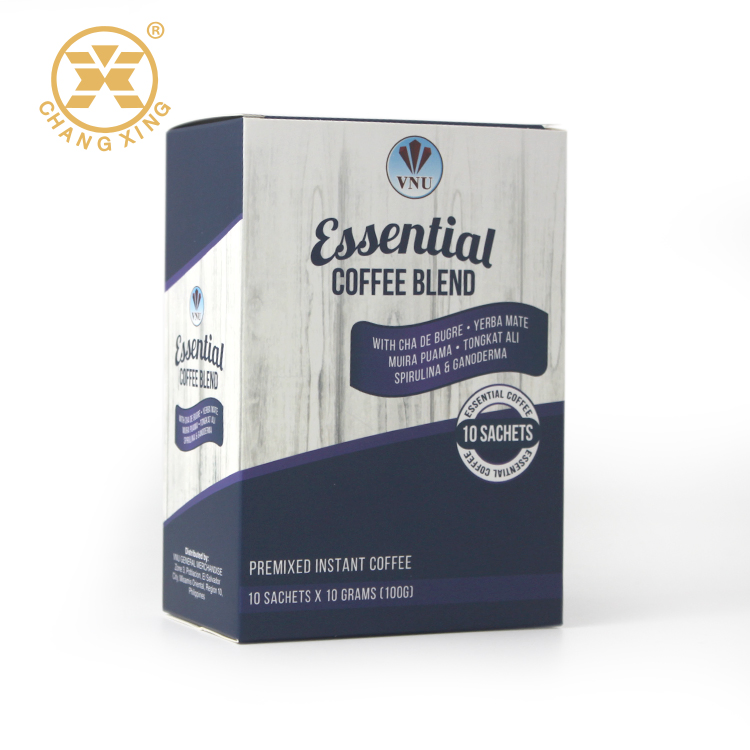 Caja de embalaje de papel plegable personalizada para café instantáneo con línea de desgarre 12 Cajas de embalaje de café