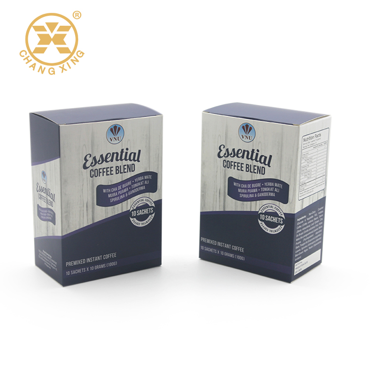 Caja de embalaje de papel plegable personalizada para café instantáneo con línea de desgarre 12 Cajas de embalaje de café
