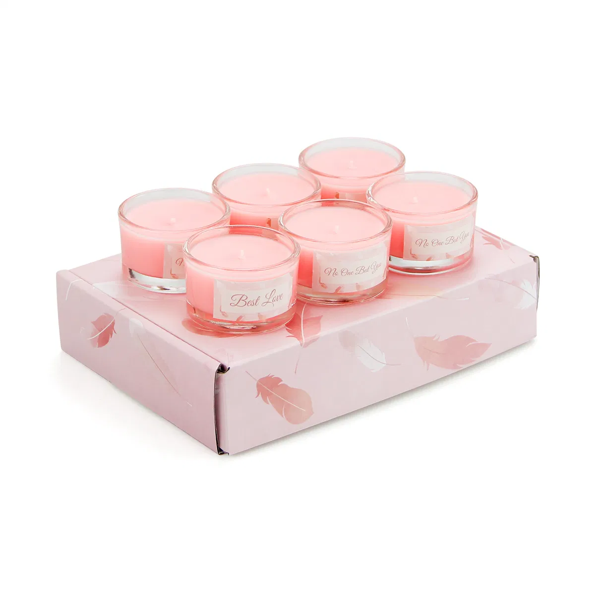Caja de regalo de China, caja de envío de regalos al por mayor, caja de vela aromática en miniatura de vidrio rosa única para presente, cumpleaños, boda, recuerdo de fiesta, aniversario