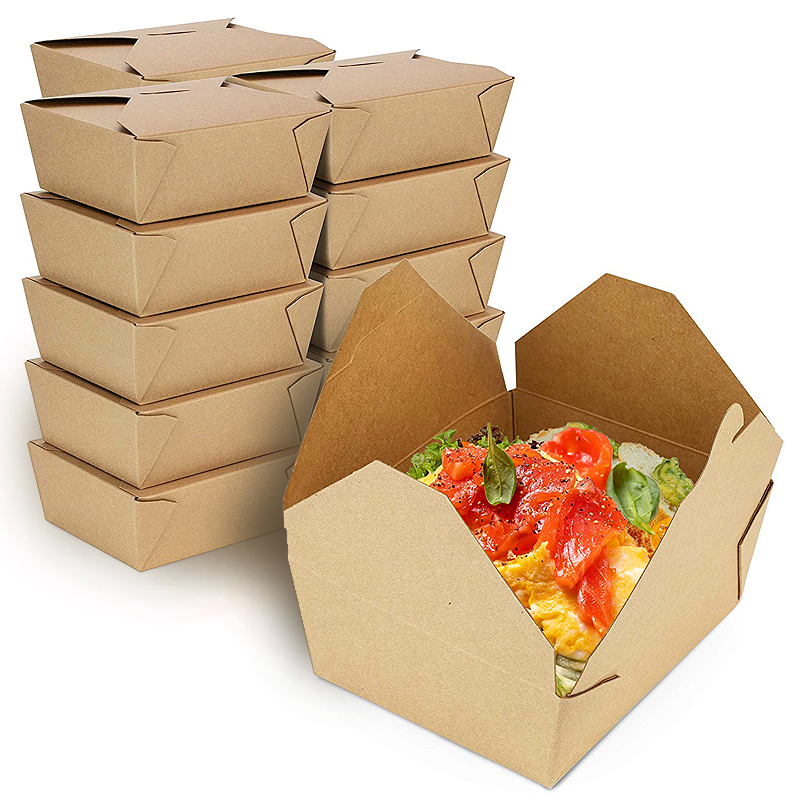 Venta caliente de envases de papel desechables para restaurantes chinos, cajas de comida biodegradables rápidas, envases para comidas listas