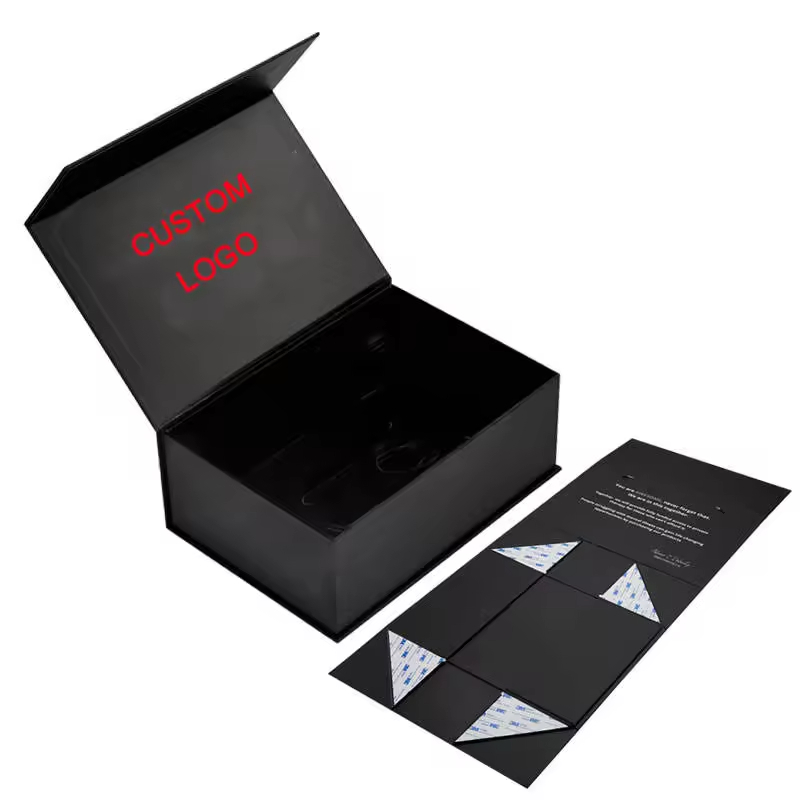 Caja de regalo rígida plegable de alta gama, colapsable, plana, con impresión de logotipo a dos caras para empaquetado de perfume, artes y manualidades