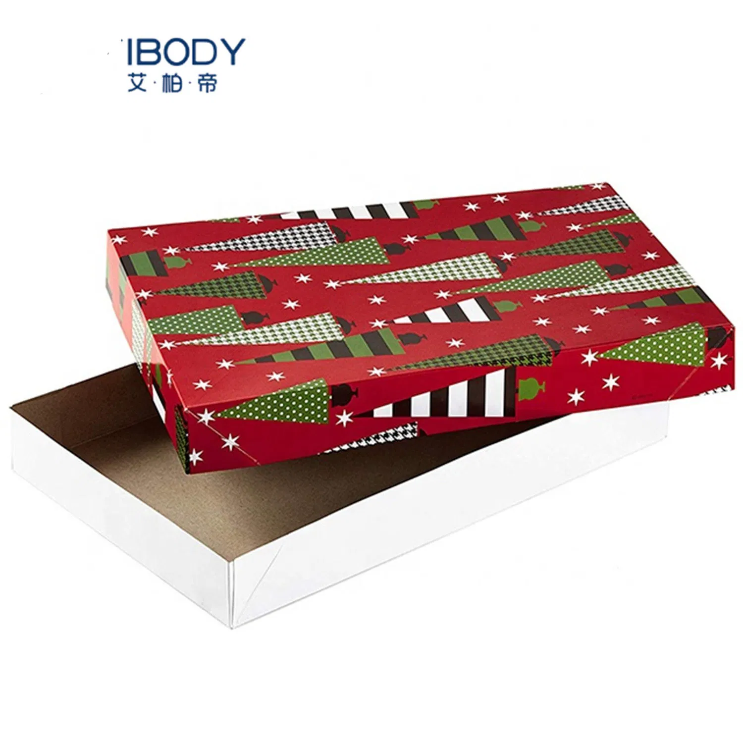 Caja de regalo de Navidad surtida con cajas de camisa estampadas con tapas para envolver regalos