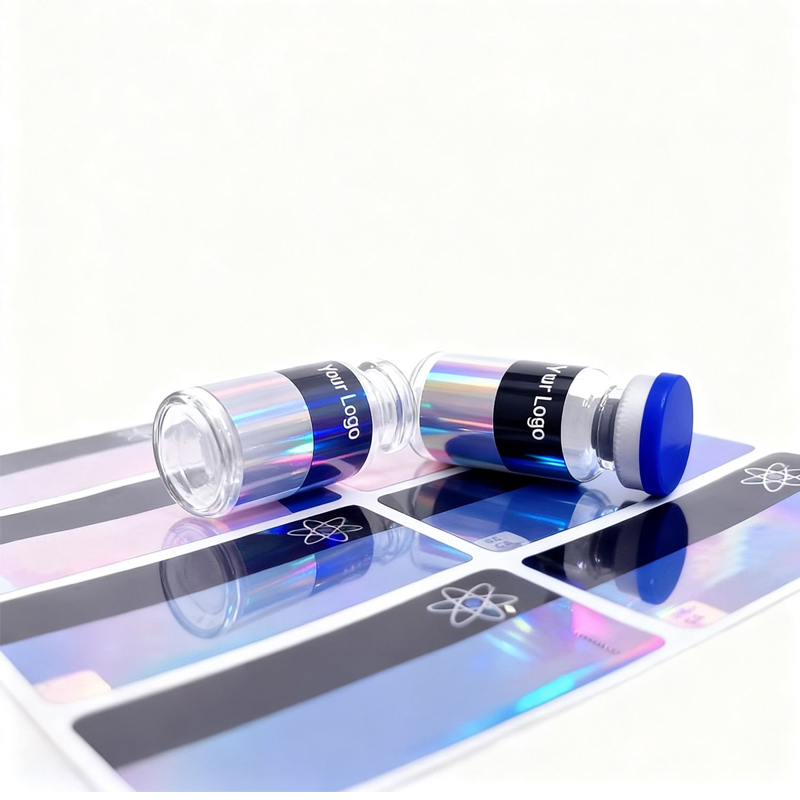Custom Pharma Labs Hologram Pharma Use 3ml 10ml Vial Sticker Peptide Vial Labels and Boxes for Supplement Bottle or Fitness Product Use