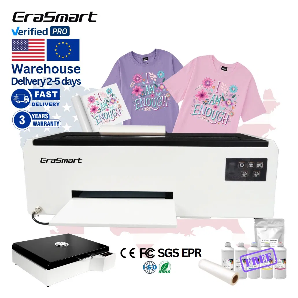 Erasmart Mini Desktop Digital A3 A4 White Ink Heat Transfer Dtf Pet Film Printer Direct to Film Printer T Shirt Printing Machine