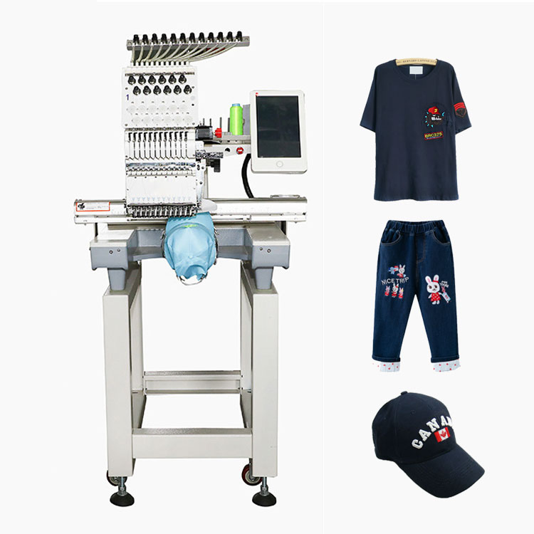 Single Head Computerized Custcap Flat T-Shirt Embroidery Machine Cap Custom Logo with 3D Embroidery Printing Machine