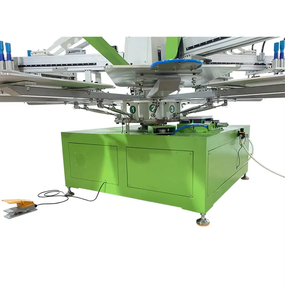 Carousel 4 Color 10 Station 4 Color Automatic Silk Screen Printing Machine for Cloth Textile Garments Logo Image Printing