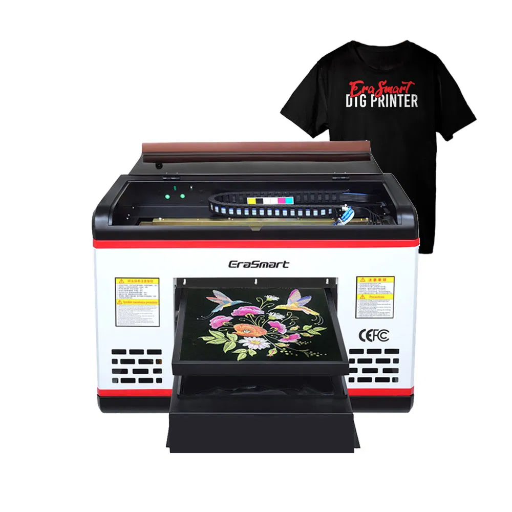 Erasmart Newest Wholesale Desktop A3 DTG Garment T Shirt Printing Machine Silk Clothes Printer