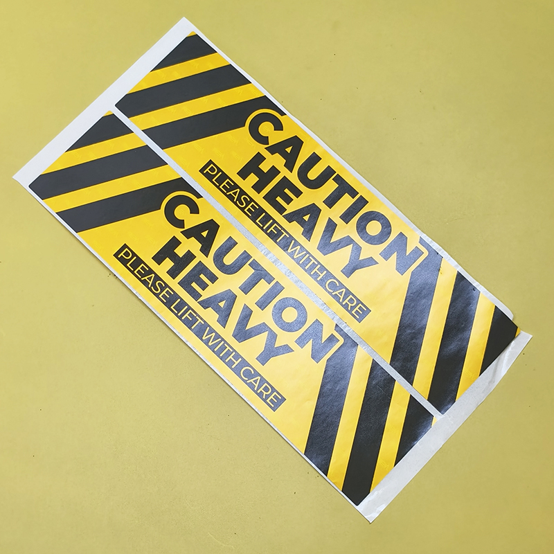Custom Caution Label Sticker with Glossy Lamination and Die-Cutting