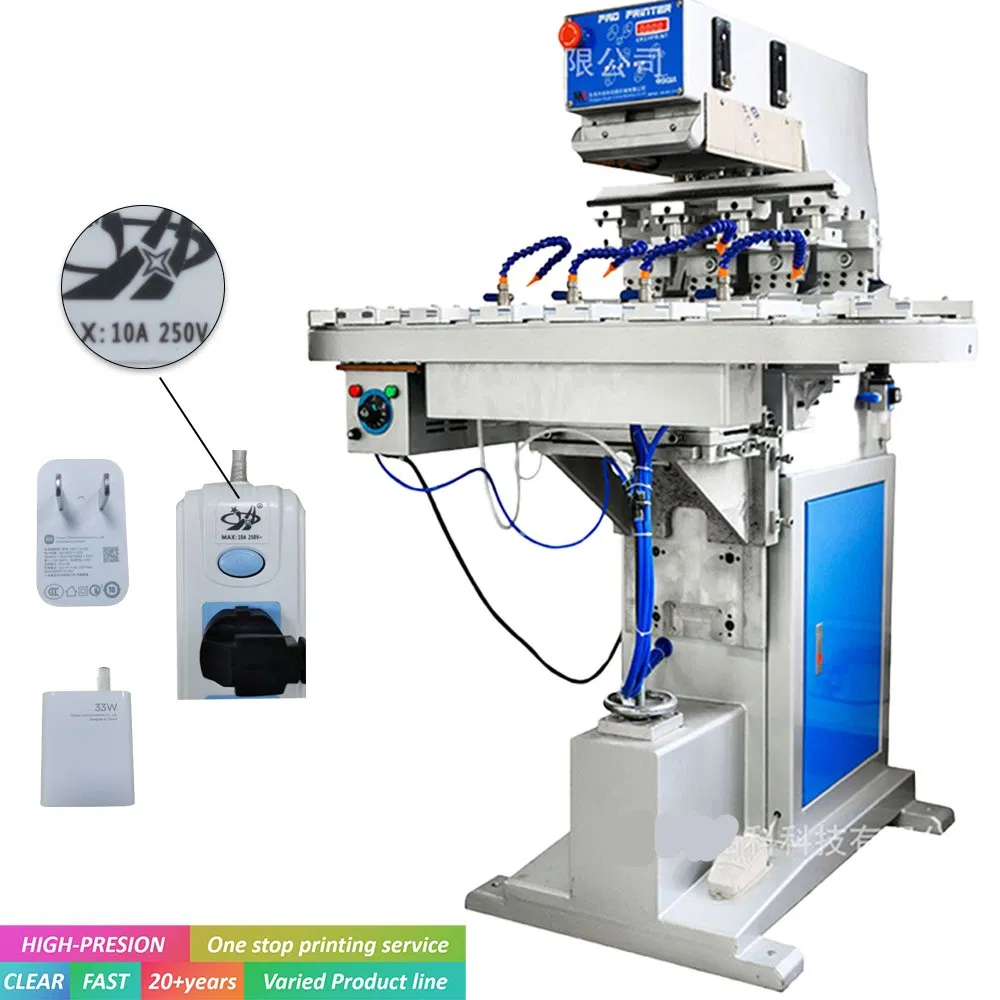 Professional 4-Color Pad Printing Equipment with Conveyor System, Adjustable Sealed Cups, LCD Display for Print Any Balls