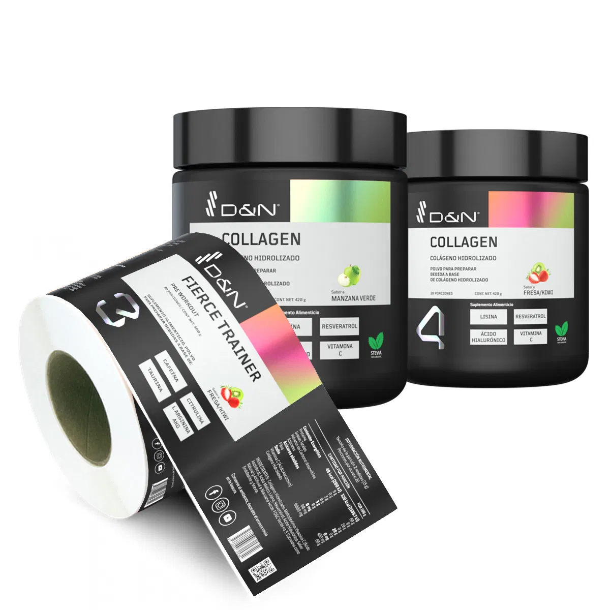 Custom Metallic Holographic Foil Bottle Supplement Protein Packaging Sticker Jar Labels