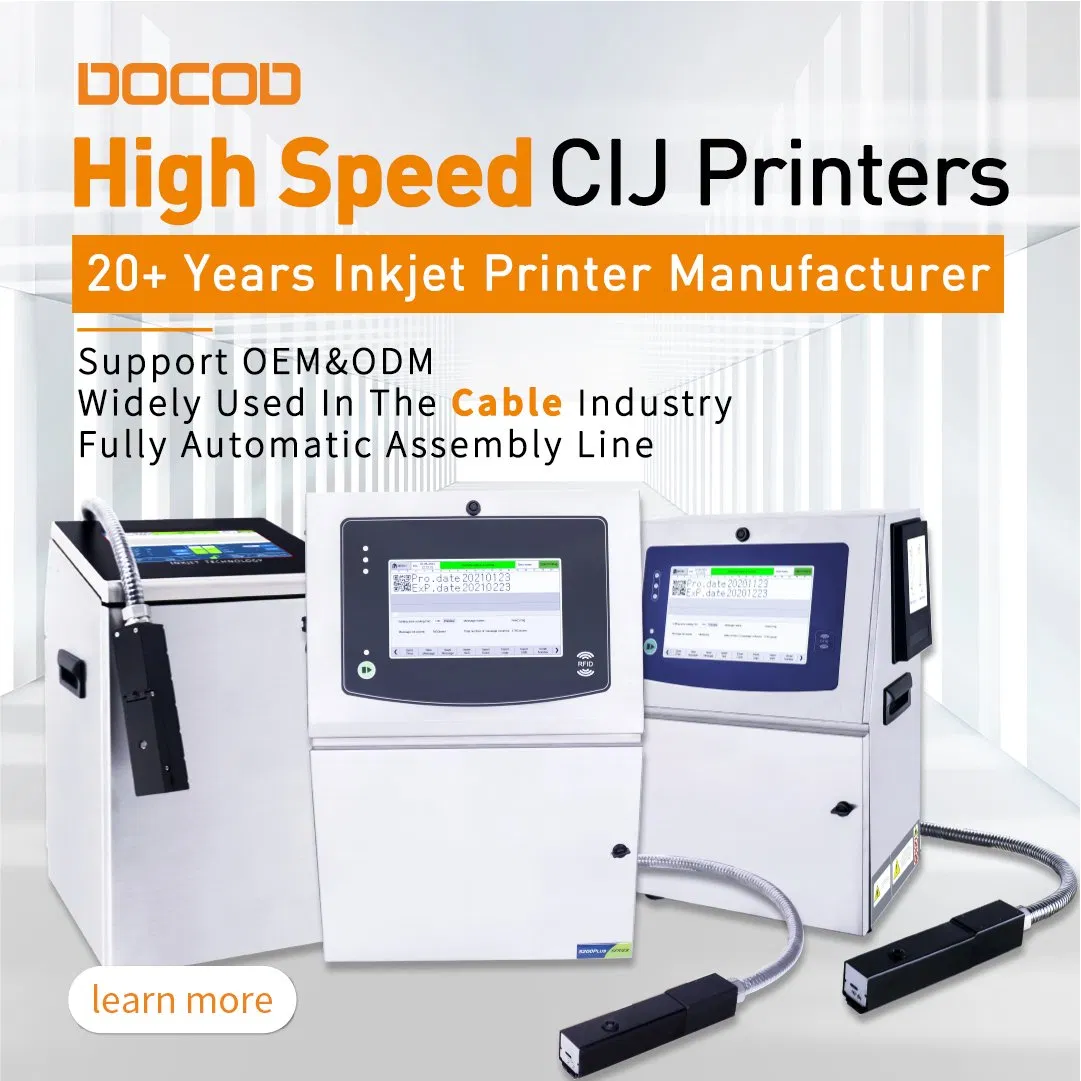 Docod S1000 Cij Small Character Continuous Inkjet Printer Barcode Printing Date Coding Machine Maquina De Marcar for PVC on Business