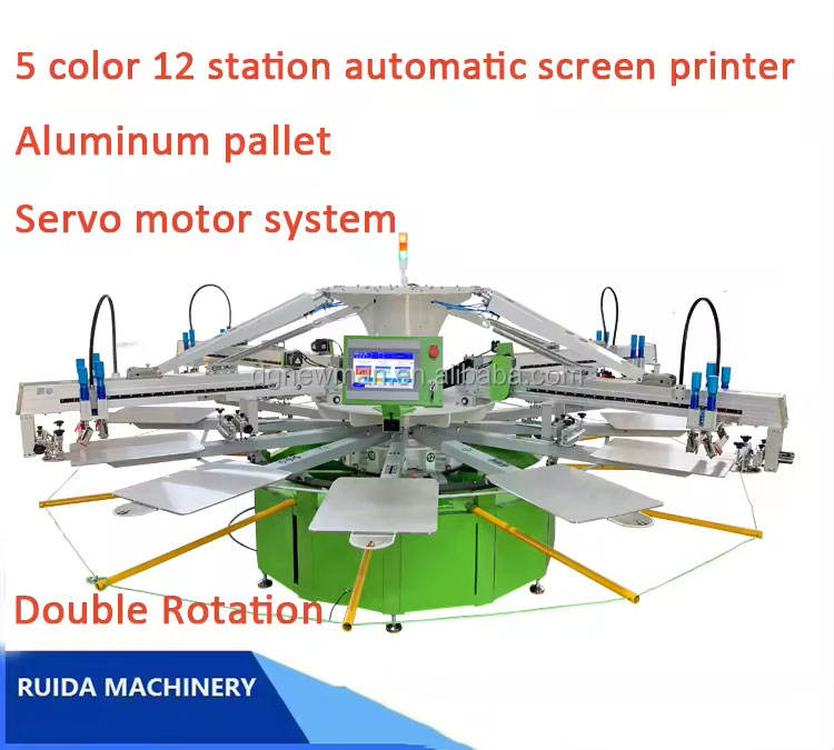 Nm5012 Automatic Printer 5 Colors 12 Stations with 5 Flash Dryer Garment Press Screen Printing Machine for T-Shirt