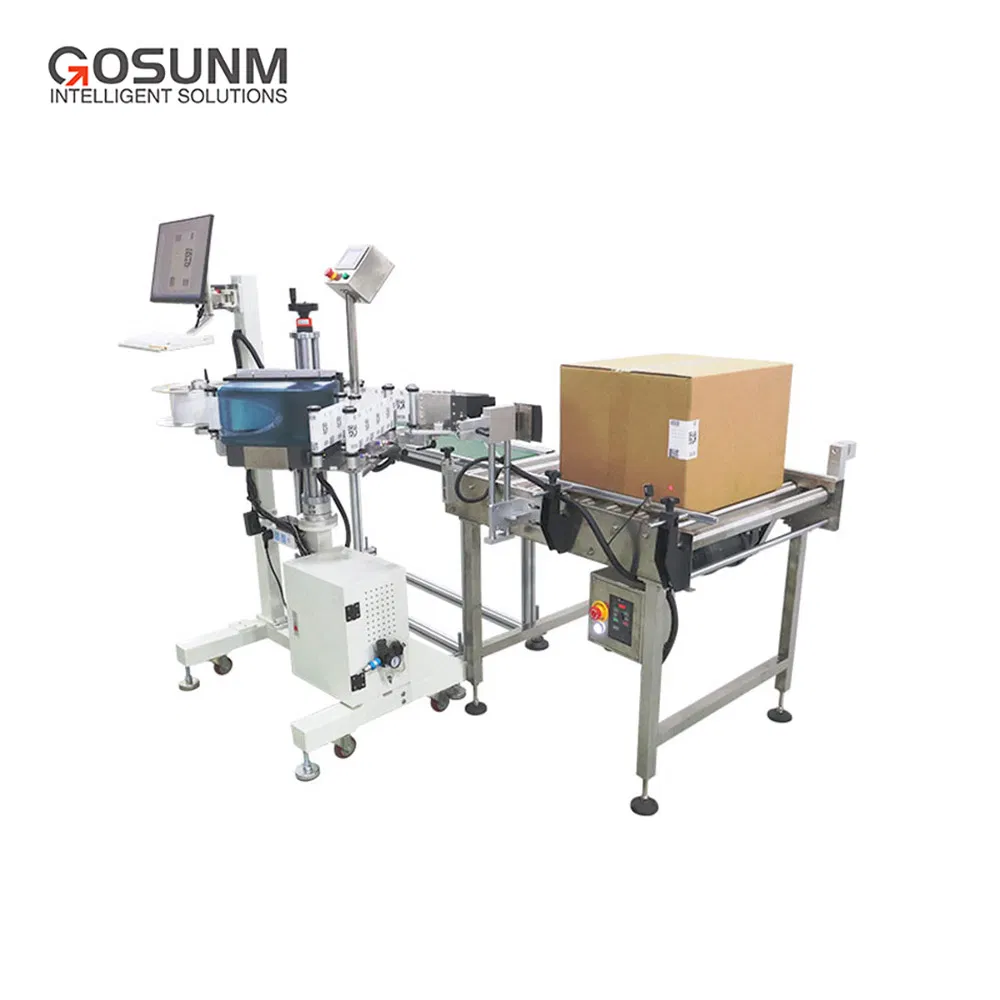 Gosunm Tamper Evident Label Applicator Label Pasting Machine Carton Corner Labeling Machine Label Printing Machine for Small Business