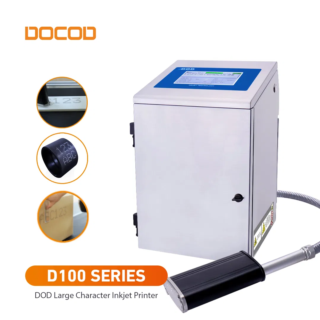 Docod Dod Drop-on-Demand Coding Inkjet Printer D100 Series Large Character Barcode Batch Date Printing Machine for Board Metal