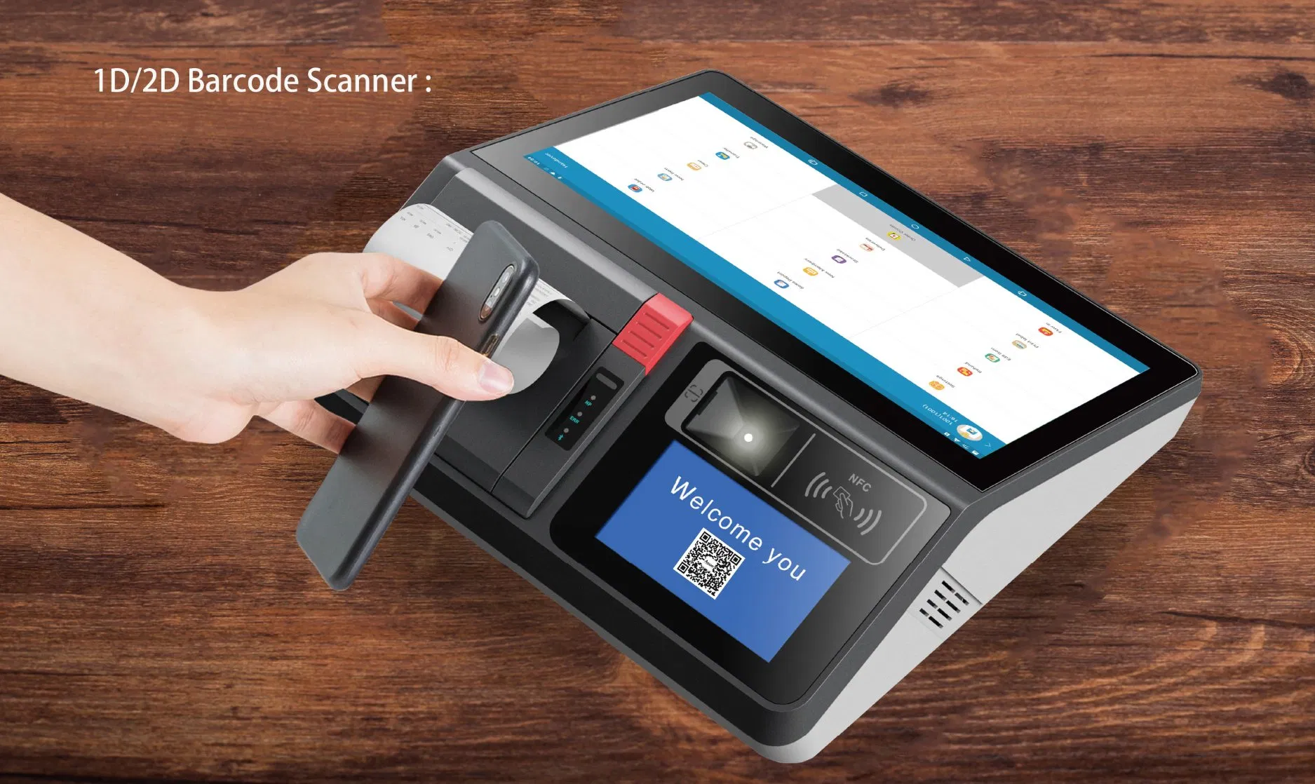 11 Inch Portable Touch Screen Cash Register Android Tablet POS System with Printer, Scanner Display RFID Msr and Battery Options