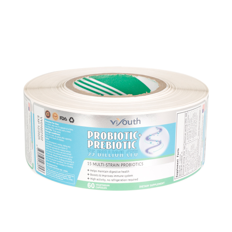 Custom Printing Label Holographic Foil Sticker Nutrition Bottle Jar Diary Supplement Nutraceutical Packaging Labels