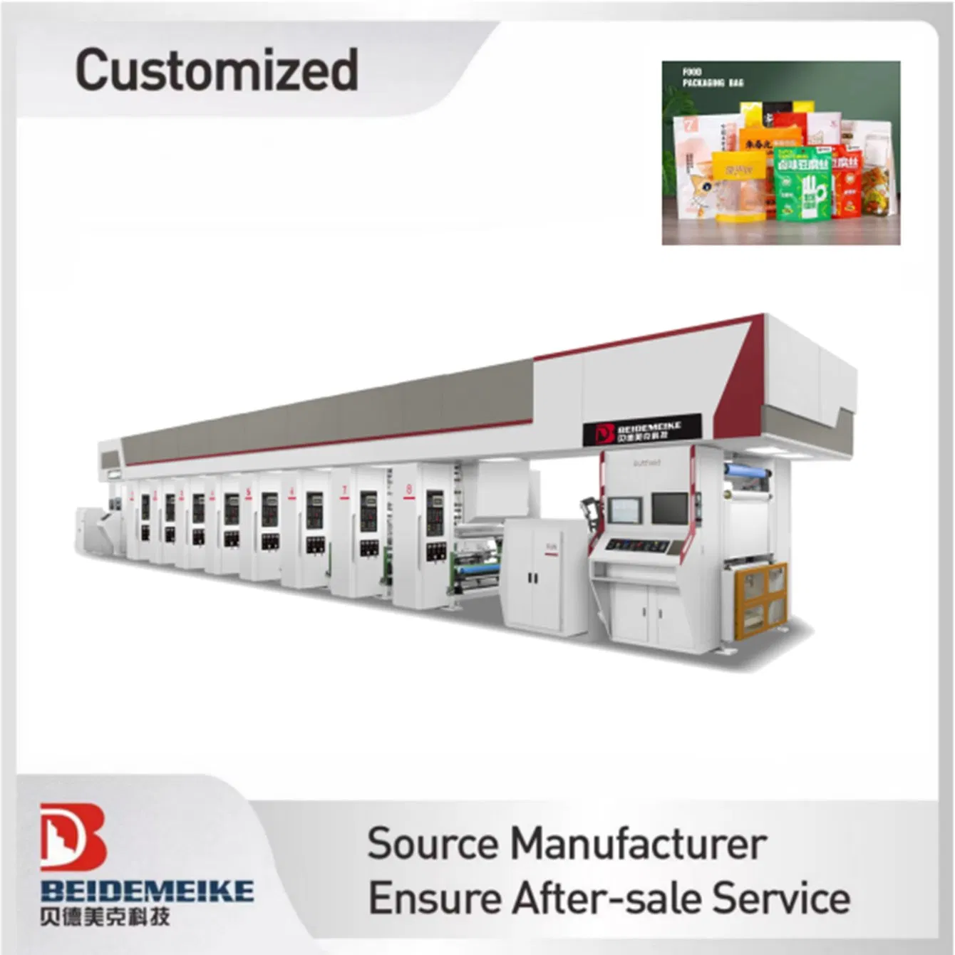 Electronic Shaft-Driving Gravure Printing Equipment for Food Bag Packaging with 400m/Min Printing Speed