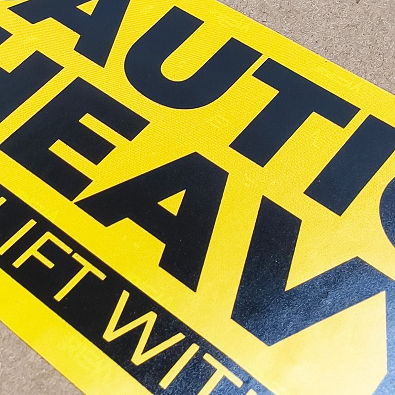 Custom Caution Label Sticker with Glossy Lamination and Die-Cutting