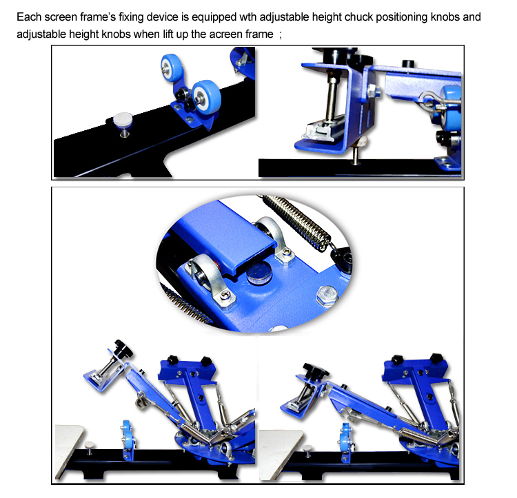 Desktop 4 Color 4 Station Single Wheel Overprinting Manual T-Shirt Garment Fabric Silk Screen Printing Machine