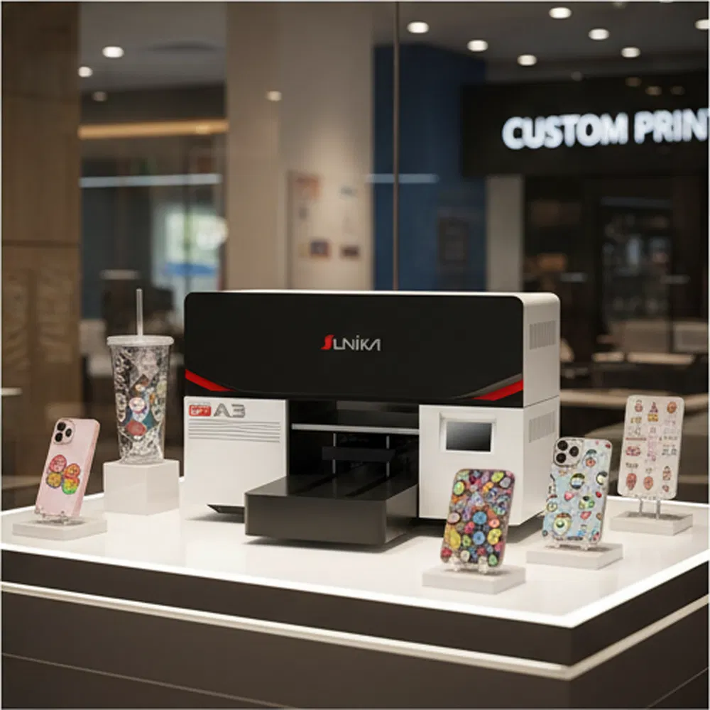 A3 UV Printer Digital Inkjet Flatbed 30 Printers I3200 3D Emboss+Varnish Printing Machine